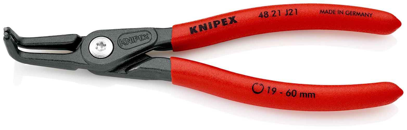 KNIPEX 48 21 J21 Precision Circlip Pliers for internal circlips in bore holes covered with non-slip plastic grey atramentized 165 mm 48 21 J21 4003773048640