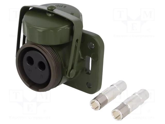 Connector: circular; socket; female; 24V; PIN: 2; olive; 35mm2 ELKE 2725-13.00