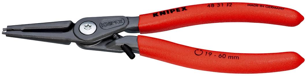 KNIPEX 48 31 J2 Precision Circlip Pliers for internal circlips in bore holes with overexpansion guard covered with non-slip plastic grey atramentized 180 mm 48 31 J2 4003773073871