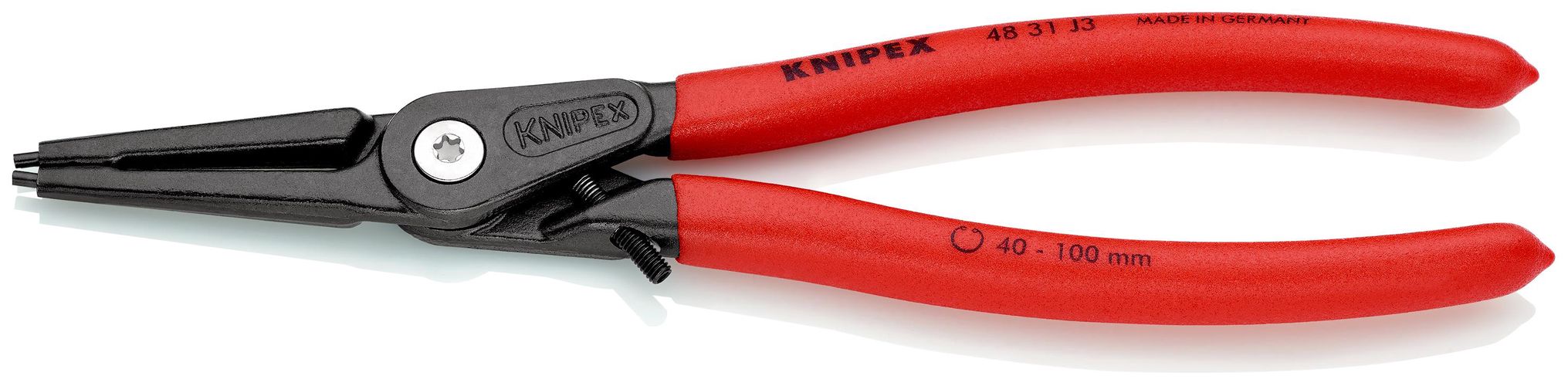 KNIPEX 48 31 J3 Precision Circlip Pliers for internal circlips in bore holes with overexpansion guard covered with non-slip plastic grey atramentized 225 mm 48 31 J3 4003773073888