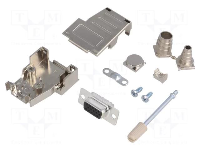 Connector: D-Sub HD; PIN: 15; plug; female; soldering; for cable ENCITECH DSSK09-M-HDS15-K