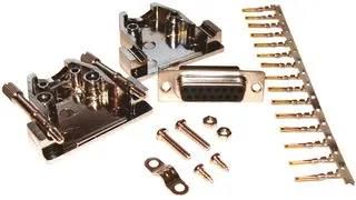 D SUB CONNECTOR KIT, RECEPTACLE, 15 POSITION, CRIMP MCD8A15FC-KIT