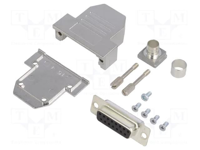 Connector: D-Sub; PIN: 15; plug; female; soldering; for cable; black ENCITECH DCRP15-DBS-CF65