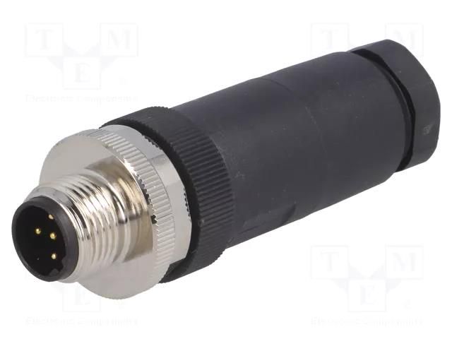Connector: M12; plug; PIN: 5; male; 60V; straight; IP67; for cable TE Connectivity T4111402051-000