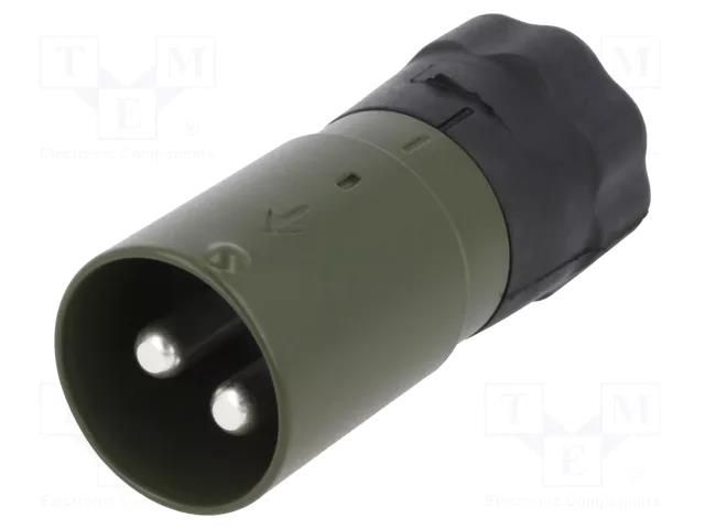 Connector: circular; plug; male; 24V; PIN: 2; straight; for cable ELKE 2824-19.00
