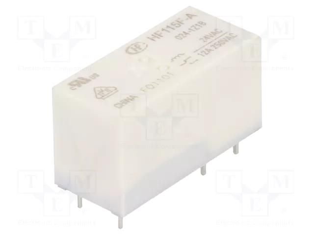 Relay: electromagnetic; SPDT; Ucoil: 24VAC; 12A; 12A/250VAC; HF115F HONGFA RELAY HF115F-A/024-1Z1B