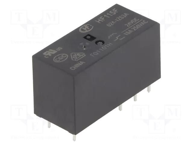 Relay: electromagnetic; SPDT; Ucoil: 24VDC; 16A; 16A/250VAC; HF115F HONGFA RELAY HF115F/024-1ZS3A