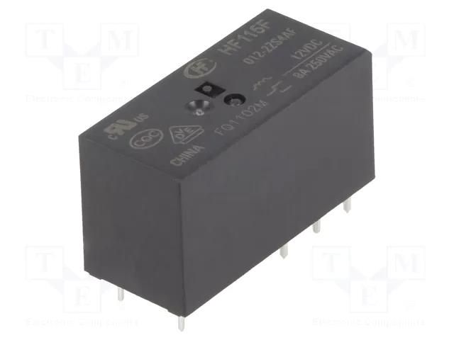 Relay: electromagnetic; DPDT; Ucoil: 12VDC; 8A; 8A/250VAC; 8A/24VDC HONGFA RELAY HF115F/012-2ZS4AF