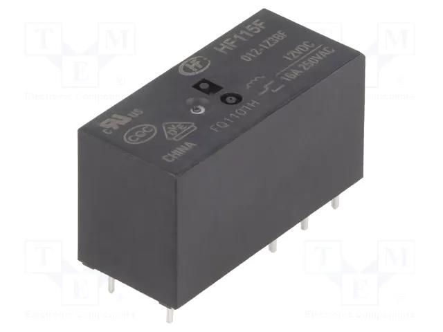 Relay: electromagnetic; SPDT; Ucoil: 12VDC; 16A; 16A/250VAC; HF115F HONGFA RELAY HF115F/012-1Z3BF