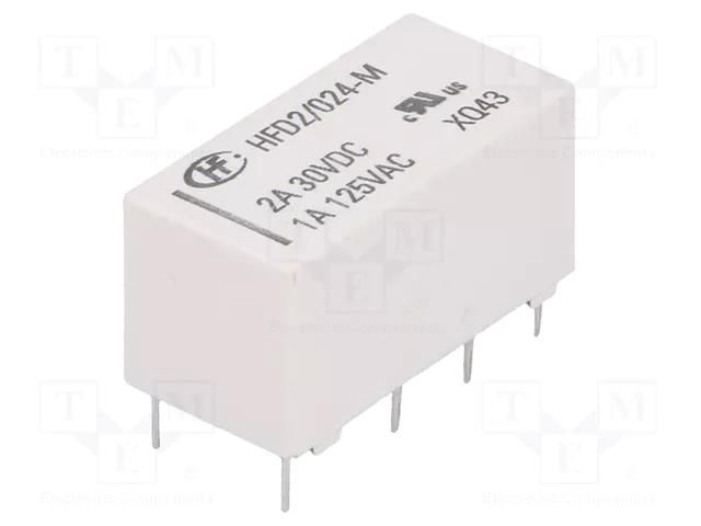 Relay: electromagnetic; DPDT; Ucoil: 24VDC; 3A; 1A/125VAC; 3A/30VDC HONGFA RELAY HFD2/024-M