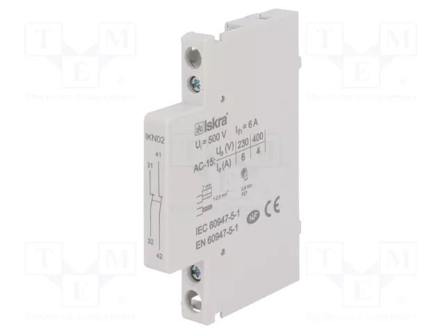Auxiliary contacts; Leads: screw terminals; side; Contacts: NC x2 ISKRA IKN02