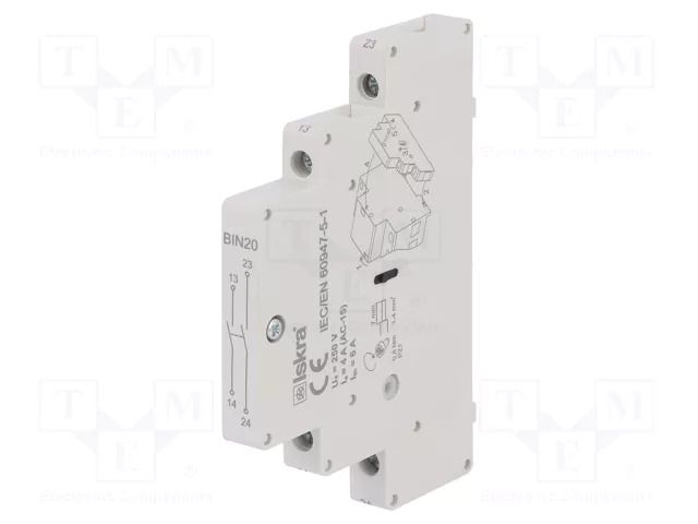 Relays accessories: auxiliary contacts; NO x2; max.250VAC; side ISKRA BIN20