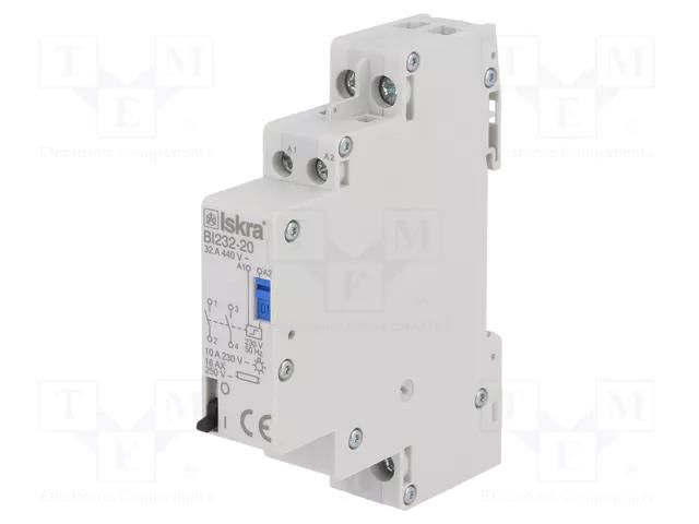 Relay: installation; bistable,impulse; NO x2; Ucoil: 230VAC; BI ISKRA BI232-20/230VAC