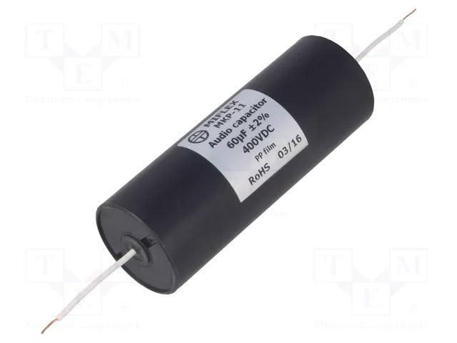 Capacitor: polypropylene; 60uF; 400VDC; ±2%; -25÷85°C; Leads: axial MIFLEX MKP11-60U/450