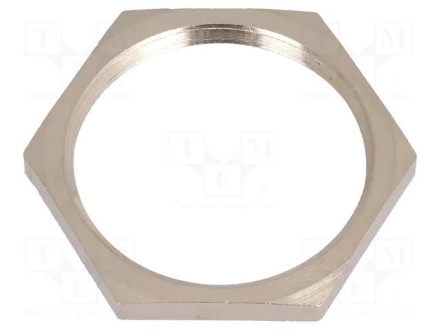 Nut; PG21; brass; nickel; 32mm; Thread: PG BM GROUP BM2701