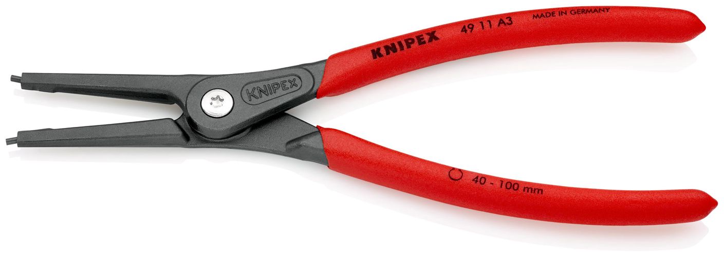 KNIPEX 49 11 A3 Precision Circlip Pliers for external circlips on shafts covered with non-slip plastic grey atramentized 225 mm 49 11 A3 4003773048749