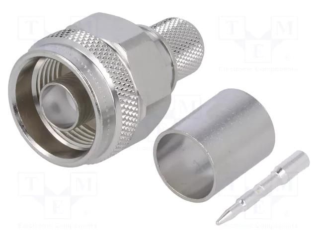 Connector: N; plug; male; straight; 50Ω; crimped; for cable; PTFE TELEGÄRTNER J01020A0107