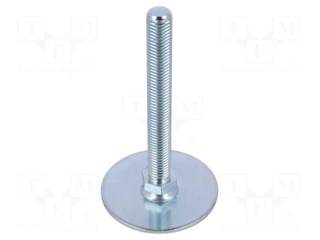 Foot; Base dia: 60mm; M12; steel; Plunger length: 100mm ELESA+GANTER GN40-60-M12-100A0S