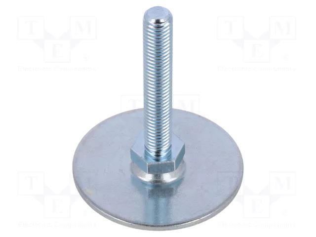 Foot; Base dia: 60mm; M10; steel; Plunger length: 60mm ELESA+GANTER GN40-60-M10-60A0S