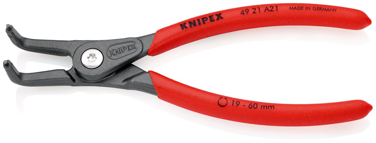 KNIPEX 49 21 A21 Precision Circlip Pliers for external circlips on shafts with non-slip plastic coating grey atramentized 165 mm 49 21 A21 4003773048831