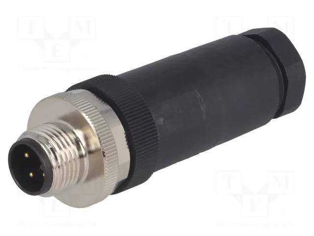 Connector: M12; plug; PIN: 3; male; 250V; straight; IP67; for cable TE Connectivity T4111002031-000