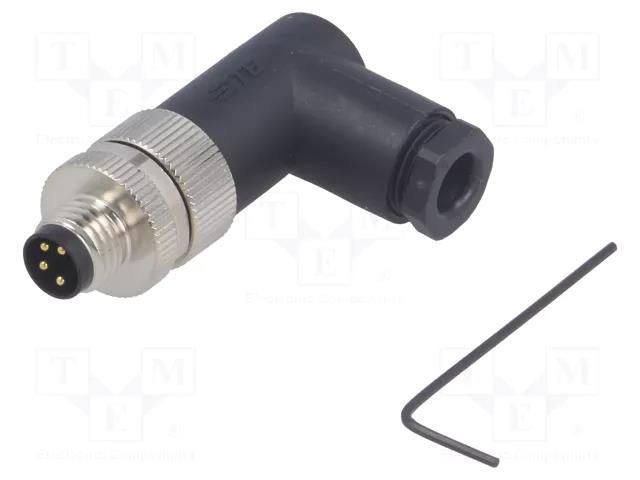 Connector: M8; male; PIN: 4; angled 90°; unshielded; for cable; plug TE Connectivity T4013008041-000