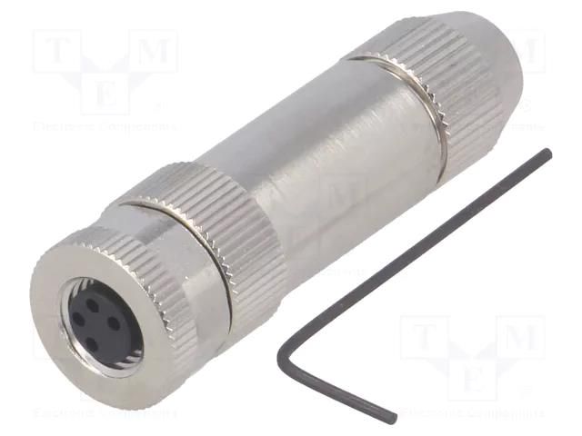 Connector: M8; female; PIN: 4; straight; shielded; for cable; plug TE Connectivity T4010019041-000