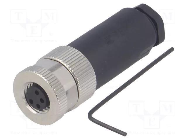 Connector: M8; female; PIN: 4; straight; unshielded; for cable; plug TE Connectivity T4010008041-000