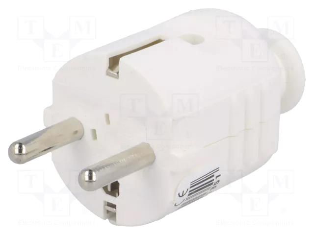 Connector: AC supply; male; plug; 2P+PE; 230VAC; 16A; white; PIN: 3 PCE 08266