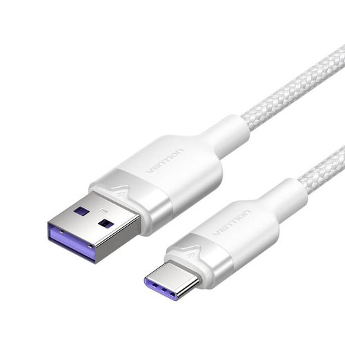 USB 2.0 A to USB-C 6A Vention CTOWH 2M cable (white), Vention CTOWH