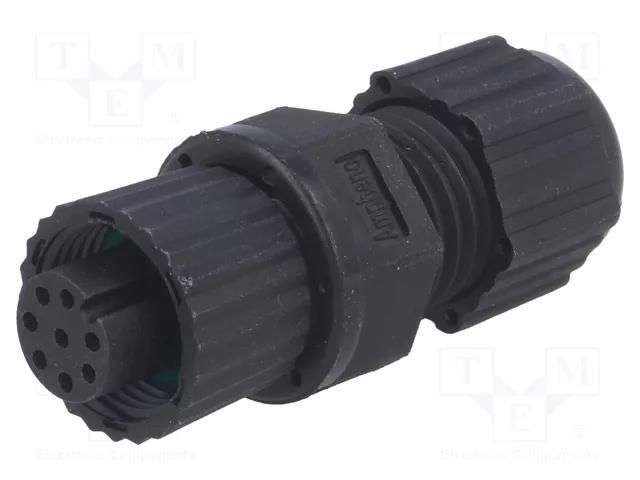 Connector: M12; plug; PIN: 8; female; 30V; straight; IP67,IP68; 2A AMPHENOL LTW 12P-08BFFA-SL8001