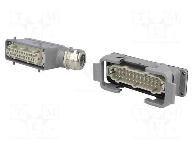 Connector: HDC; male + female; 16A; 500V; Han Kit; PIN: 24; 24+PE HARTING 10330240000