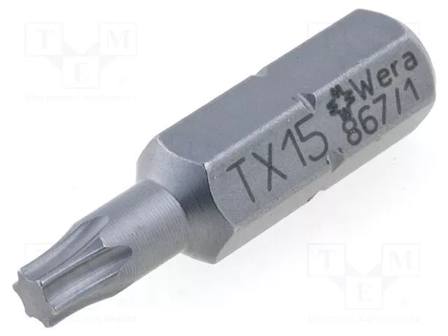 Screwdriver bit; Torx®; TX15; 1/4"; Overall len: 25mm WERA WERA.867/1Z/15