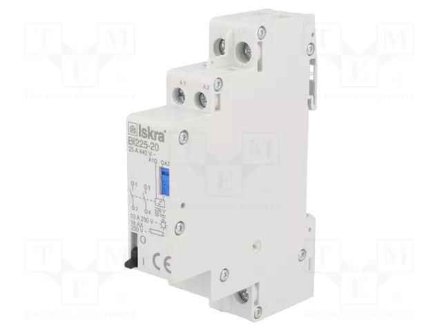 Relay: installation; bistable,impulse; NO x2; Ucoil: 230VAC; BI ISKRA BI225-20/230VAC