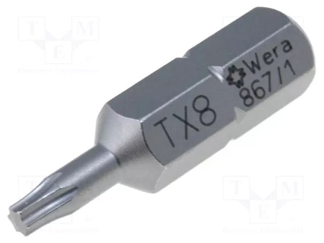 Screwdriver bit; Torx®; TX08; 1/4"; Overall len: 25mm WERA WERA.867/1Z/8