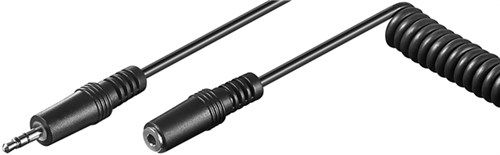 Headphone Extension Cable 3.5 mm, coiled cable, 5 m, black - 3.5 mm male (3-pin, stereo) > 3.5 mm female (3-pin, stereo) 50017