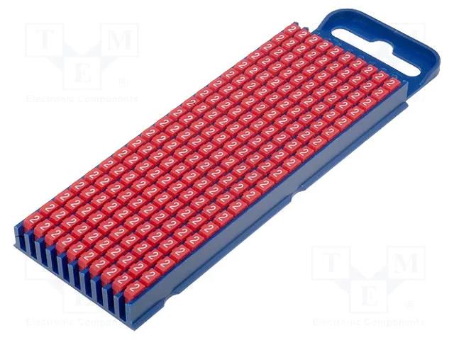 Markers; Marking: 2; 2.8÷3.8mm; polyamide; red; -40÷85°C; push-in HELLERMANNTYTON WIC2-2-RD