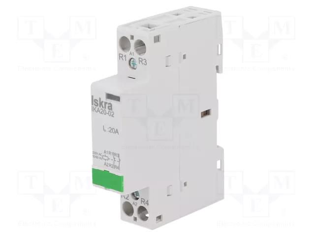 Contactor: 2-pole installation; 20A; 230VAC; NC x2; IKA ISKRA IKA20-02/230V
