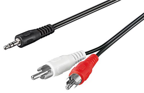 Audio Cable AUX Adapter, 3.5 mm Male to Stereo RCA Male, 5 m, black - 3.5 mm male (3-pin, stereo) > 2 RCA male (audio left/right) 50195