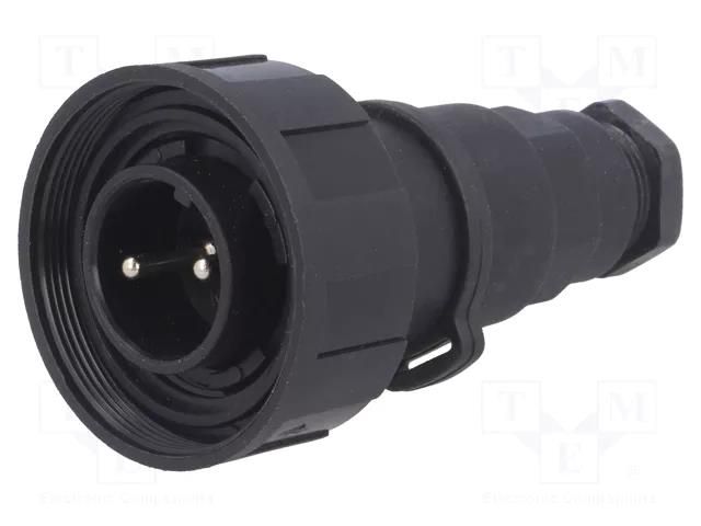 Connector: circular; plug; male; PIN: 2; 12A; 250V; IP68; UL94V-0 BULGIN PX0736/P
