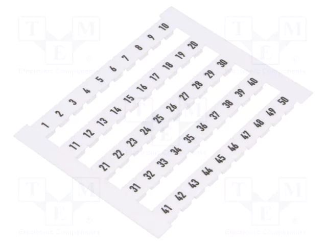 Marker; horizontal; white; 5mm; Marking: 1-50 WEIDMÜLLER DEK5-FW1-50