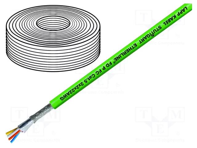 Wire; ETHERLINE® Cat.5; 2x2x22AWG; 5; stranded; Cu; PVC; green LAPP ETH-2170886