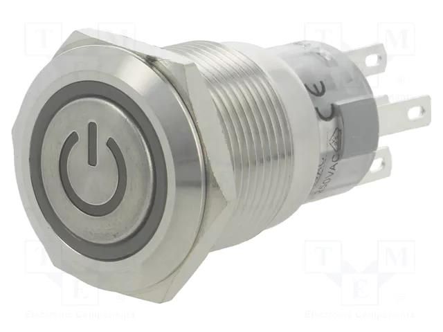 Switch: vandal resistant; Pos: 2; SPDT; 0.5A/220VAC; 1A/24VDC; IP67 ONPOW V19-21ET-24G-S
