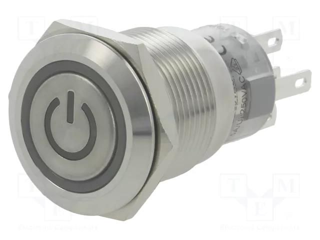 Switch: vandal resistant; Pos: 2; SPDT; 0.5A/220VAC; 1A/24VDC; IP67 ONPOW V19-21ET-12R-S