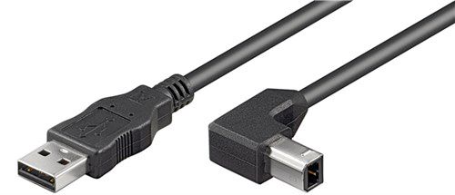 USB 2.0 Hi-Speed Cable 90°, black, 2 m - USB 2.0 male (type A) > USB 2.0 male (type B) 50856