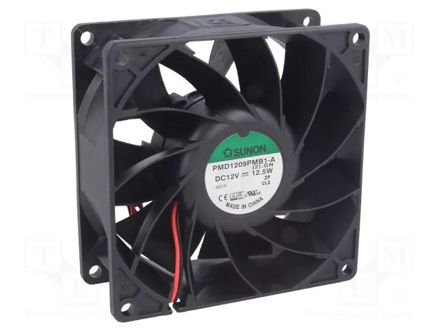 Fan: DC; axial; 12VDC; 92x92x38mm; 204.21m3/h; 57.6dBA; ball; 28AWG SUNON PMD1209PMB1A