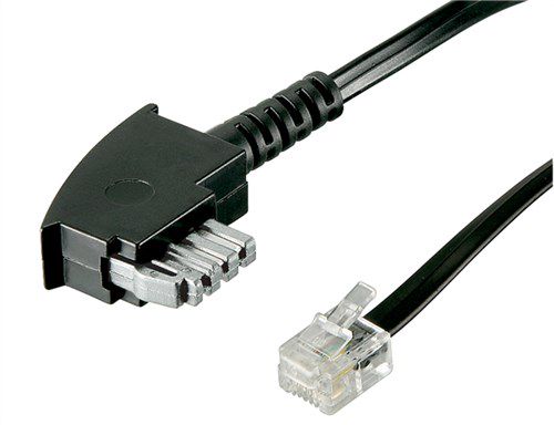 TAE-N Cable (International Pinout) 4-Pin, 6 m, black - copper-clad aluminium wire (CCA), TAE-N-male > RJ11/RJ14 male (6P4C) 50952