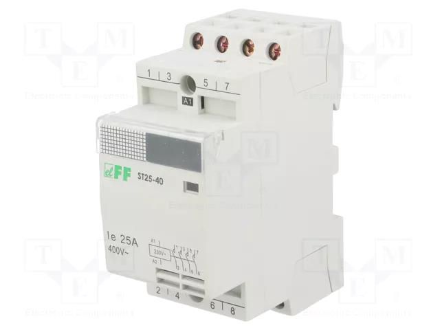 Contactor: 4-pole installation; 25A; 230VAC; NO x4; IP20; -25÷50°C F&F ST25-40