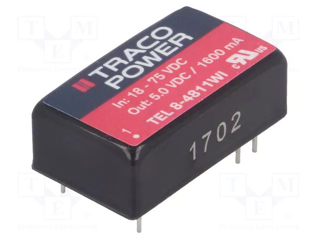 Converter: DC/DC; 8W; Uin: 18÷75VDC; Uout: 5VDC; Iout: 1600mA; DIP16 TRACO POWER TEL8-4811WI