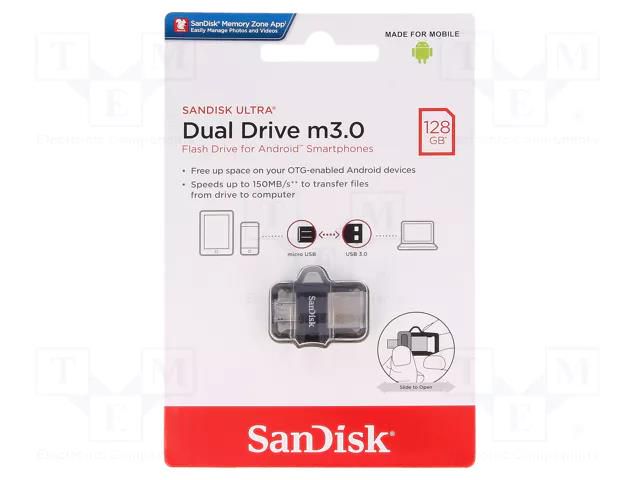 Pendrive; OTG,USB 3.0; 128GB; R: 150MB/s; Ultra Dual OTG SANDISK SDDD3-128G-G46